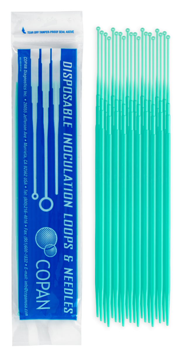 Plastic Inoculating Loops, Needles & Spreaders 178CS20 1 µL Flexible Light Green Plastic Inoculation Loop - 20 per Peel Pouch