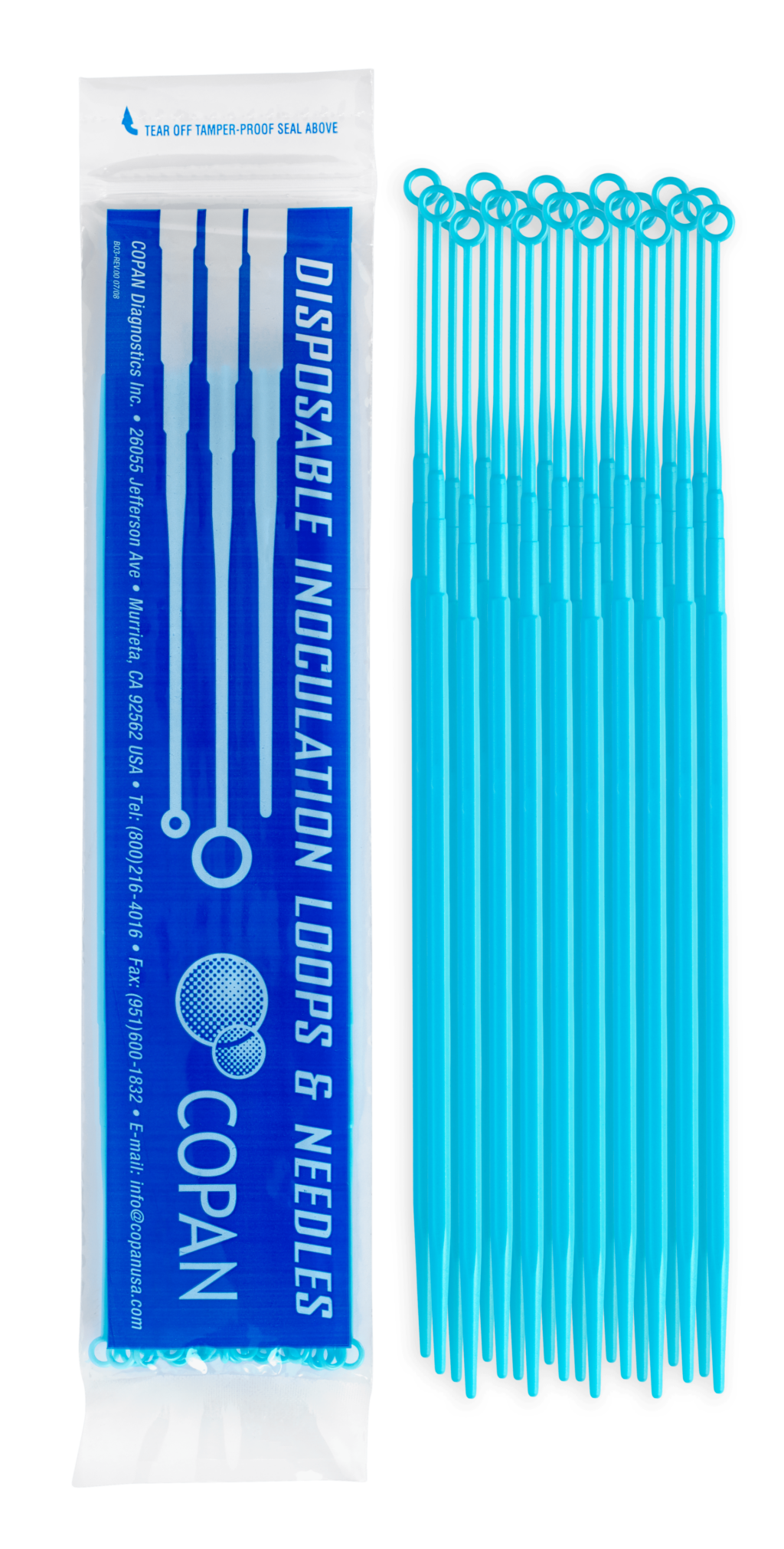 Plastic Inoculating Loops, Needles & Spreaders 179CS20 10 µL Flexible Light Blue Plastic Inoculation Loop - 20 per Peel Pouch