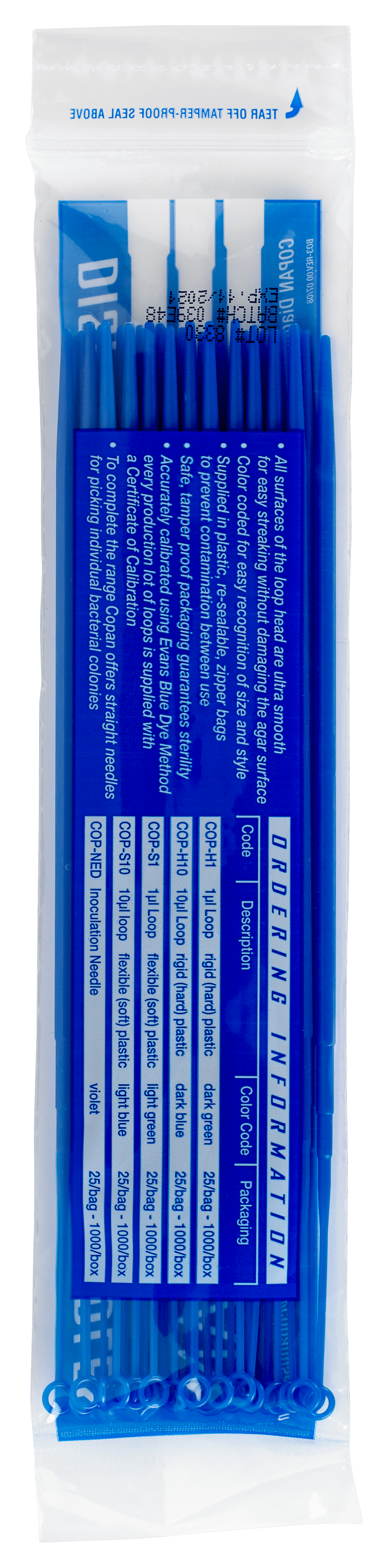 Plastic Inoculating Loops, Needles & Spreaders COP-H10 | COPAN