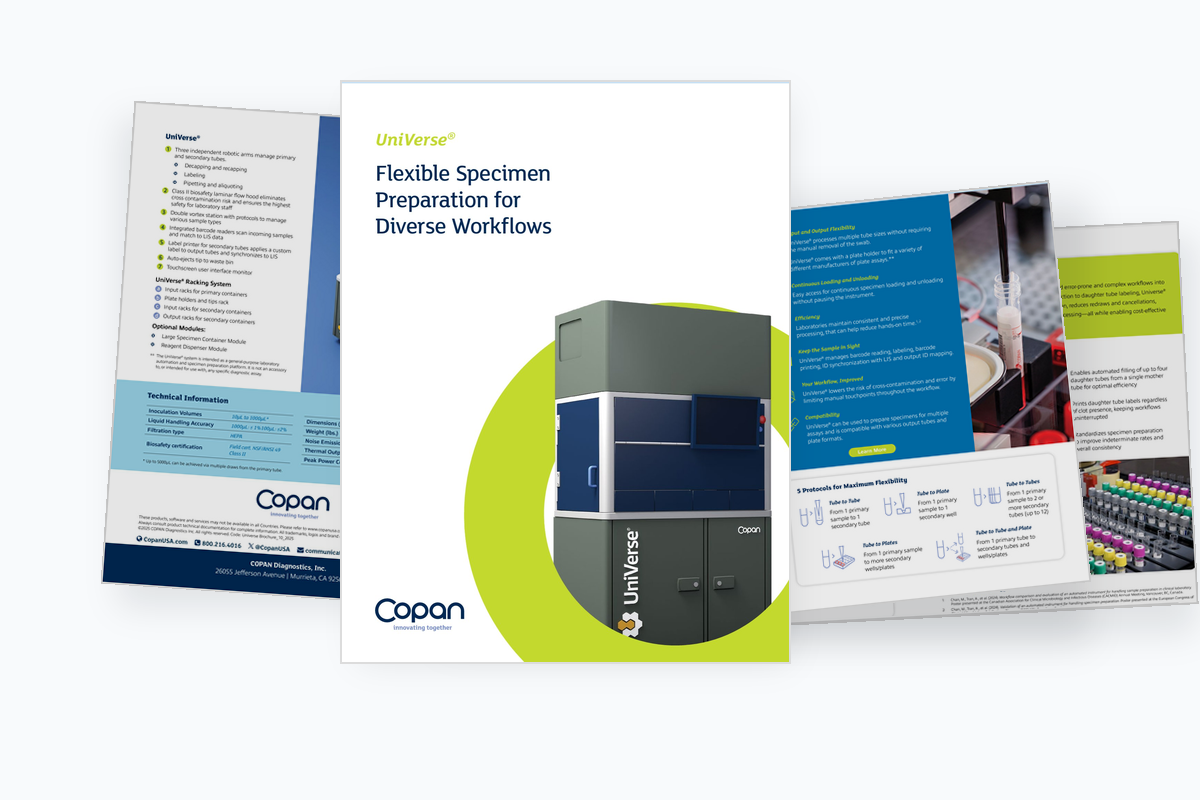 Copan UniVerse brochure pages — click to view PDF